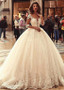 Beadings Scoop Long Sleeve Ball Gown Wedding Dress