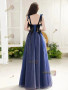 Shop 2025 ANNAKOO Tie Shoulder Square Velvet Tulle Blue Beading Prom Dress Under 187