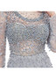  Lace Bateau Silver Long Sleeve Beading Mermaid Formal Dress