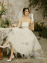 Shop 2025 ANNAKOO Strapless Tulle Beading  A Line Satin Wedding Dress Under 199