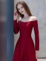 Shop 2025 ANNAKOO Long Sleeve Satin Off The Shoulder A Line Prom Dress Under 139