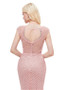 Pink Cap Sleeve Lace Beadings Jewel Mermaid Evening Dress
