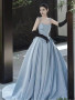 Shop 2025 ANNAKOO Light Blue Satin A Line Tie Straps Prom Dress Under 149