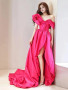 Shop 2025 ANNAKOO Hot Pink Off The Shoulder Satin A Line Prom Dress With Slit Under 189