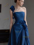 Shop 2025 ANNAKOO Blue Satin One Shoulder Flowers A Line Prom Dress Under 178