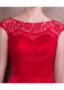 Red Jumpsuit Acetate Satin Lace Jewel Evening Dress