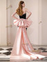 Shop 2025 ANNAKOO Beading Strapless Sheath Column Pink Bow Prom Dress Under 198