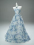 Shop 2025 ANNAKOO Light Blue Print Flower A Line Sparkle Prom Dress Under 499