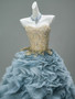 Shop 2025 ANNAKOO Gold & Blue Tulle Beading Ball Gown Prom Dress Under 599
