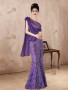 One Shoulder Purple Flower Sequin Trumpet Mermaid Prom Dress