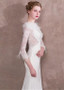  White Spandex Bateau Long Sleeve Mermaid Evening Prom Dress