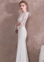  White Spandex Bateau Long Sleeve Mermaid Evening Prom Dress