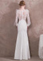  White Spandex Bateau Long Sleeve Mermaid Evening Prom Dress