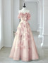 Shop 2025 ANNAKOO Pink Flower A Line Off The Shoulder Prom Dress Under 178
