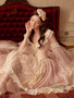 Shop 2025 ANNAKOO Long Sleeves Pink Lace Vintage Tea Length Tulle Wedding Dress Under 178