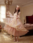 Shop 2025 ANNAKOO Long Sleeves Pink Lace Vintage Tea Length Tulle Wedding Dress Under 178