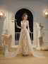 Shop 2025 ANNAKOO Long Sleeves Square Neck Champagne Lace Wedding Dress Under 219