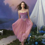 Shop 2025 ANNAKOO Purple Ombre Tulle Spaghetti Straps Ankle Length Flower Prom Dress Under 158