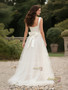 Shop 2025 ANNAKOO A Line Satin Tulle Bow Belt White Wedding Dress Under 189