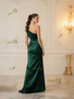 Shop 2025 ANNAKOO One Shoulder Satin Trumpet Mermaid Green Prom Dress With Slit Under 129
