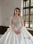 Shop 2025 Crystal Ball Gown Satin High Neck Short Sleeve Wedding Dress Under 399