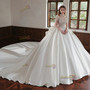 Shop 2025 Crystal Ball Gown Satin High Neck Short Sleeve Wedding Dress Under 399