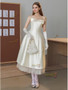 Shop 2025 ANNAKOO Tea Length Satin Bow Strapless A Line Wedding Dress Under 178