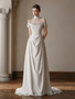 Shop 2025 ANNAKOO Shawl Off The Shoulder Satin A Line Ruched Wedding Dress Under 178
