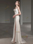 Shop 2025 ANNAKOO Spaghetti Straps Satin Sheath Column Wedding Dress WIth Slit Under 139