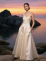 Shop 2025 ANANKOO One Shoulder Satin A Line Wedding Dress With Pockets Under 189