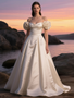 Shop 2025 ANNAKOO Off The Shoulder Flower A Line Sweep Train Wedding Dress Under 229                                                                                                                                                                                                                                                                                                                                                                                                                                                                                                                                                                                                                             