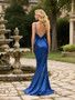 Shop 2025 ANNAKOO Royal Blue Spaghetti Straps Deep V Neck Trumpet Mermaid Sequin Prom Dress 