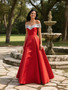 Shop 2025 ANNAKOO Red Off The Shoulder Sequin A Line Satin Prom Dress Under 167