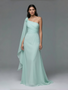 Shop 2025 ANNAKOO  Mint Chiffon One Shoulder Shawl A Line Prom Dress Under 139