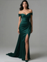 Shop 2025 ANNAKOO Dark Green Trumpet Mermaid Off The Shoulder Satin Prom Dress Under 139