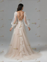 Shop 2025 ANNAKOO Deep V Neck Champagne Long Sleeve Tulle Wedding Dress Under 189