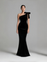 Shop 2025 ANNAKOO Black One Shoulder Velvet Trumpet Mermaid Prom Dress Under 139