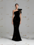 Shop 2025 ANNAKOO Black One Shoulder Velvet Trumpet Mermaid Prom Dress Under 139