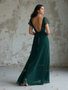 Shop 2025 ANNAKOO Cap Sleeve A Line Green Chiffon V Neck Bridesmaid Dress Under 95