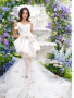 Two Piece Satin Short Mini Flower Wedding Dress