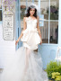 Two Piece Satin Short Mini Flower Wedding Dress