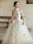 Shop 2025 ANNAKOO High Neck Tulle A Line Beading Ruffles Wedding Dress Under 399