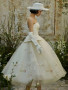 Shop 2025 ANNAKOO Satin Strapless Tea Length Appliques Wedding Dress Under 189