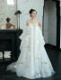 Romantic Off The Shoulder Tulle Appliques A Line Wedding Dress