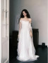 Shop 2025 ANNAKOO Strapless Tulle Ruffles White A Line Wedding Dress Under 159
