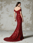 Shop 2025 ANNAKOO Burgundy Off The Shoulder Trumpet Mermaid Prom Dress With Slit Under 129