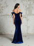 Shop 2025 ANNAKOO Velvet Trumpet Mermaid Navy Tie Shoulder Prom Dress Under 126