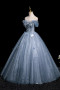 Shop 2025 ANNAKOO Blue Off The Shoulder Tulle Butterfly Sequin Prom Dress Under 169