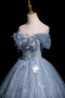 Shop 2025 ANNAKOO Blue Off The Shoulder Tulle Butterfly Sequin Prom Dress Under 169