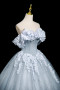 Shop 2025 ANNAKOO Gray Blue Tulle Flowers Ball Gown Prom Dress Under 168